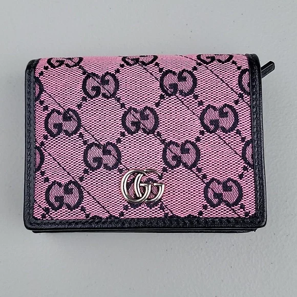 Gucci GG Marmont Pink Jacquard/Leather Women's Wallet - Picture 1 of 3